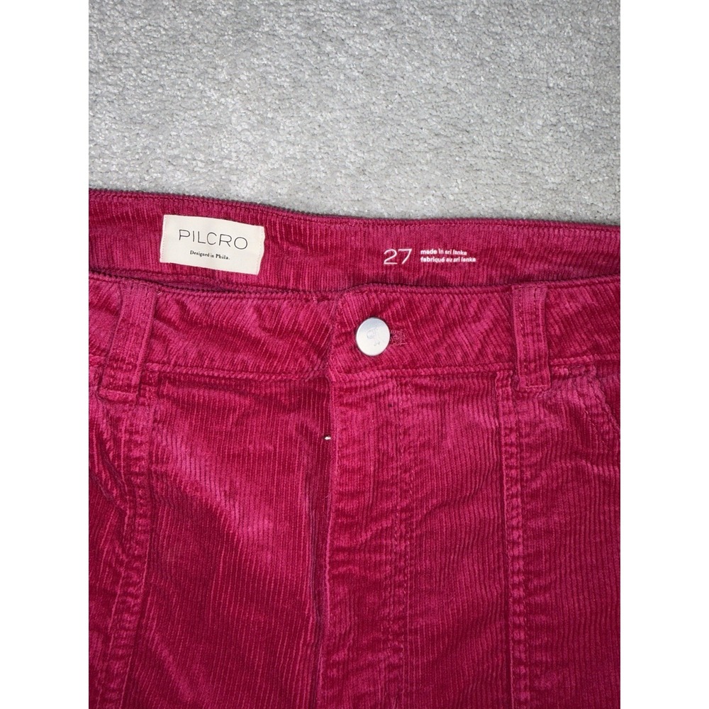 pilcro wide leg crop (29in Inseam) pink corduroy pants raw hem 27 - Picture 3 of 9